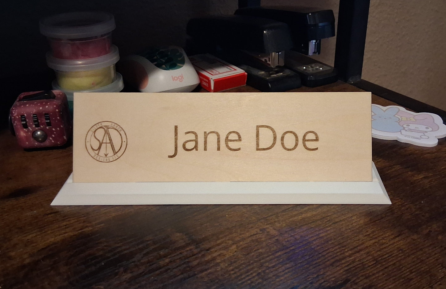 Custom No-Budge Desk Nameplate
